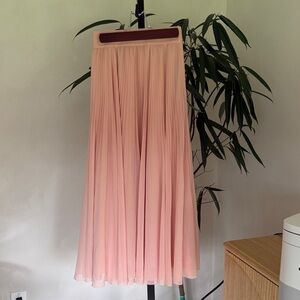 Aritzia Wilfred Twirl Pleated Pull-on Chiffon Midi Skirt Peach Pink XS